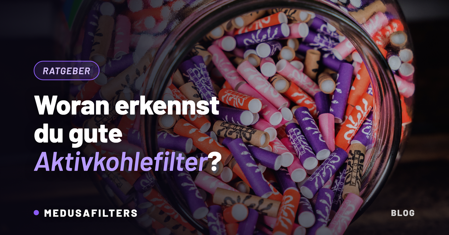 Vorratsglas mit bunten Medusafilters Aktivkohlefiltern aller Editionen – beste Aktivkohlefilter erkennen