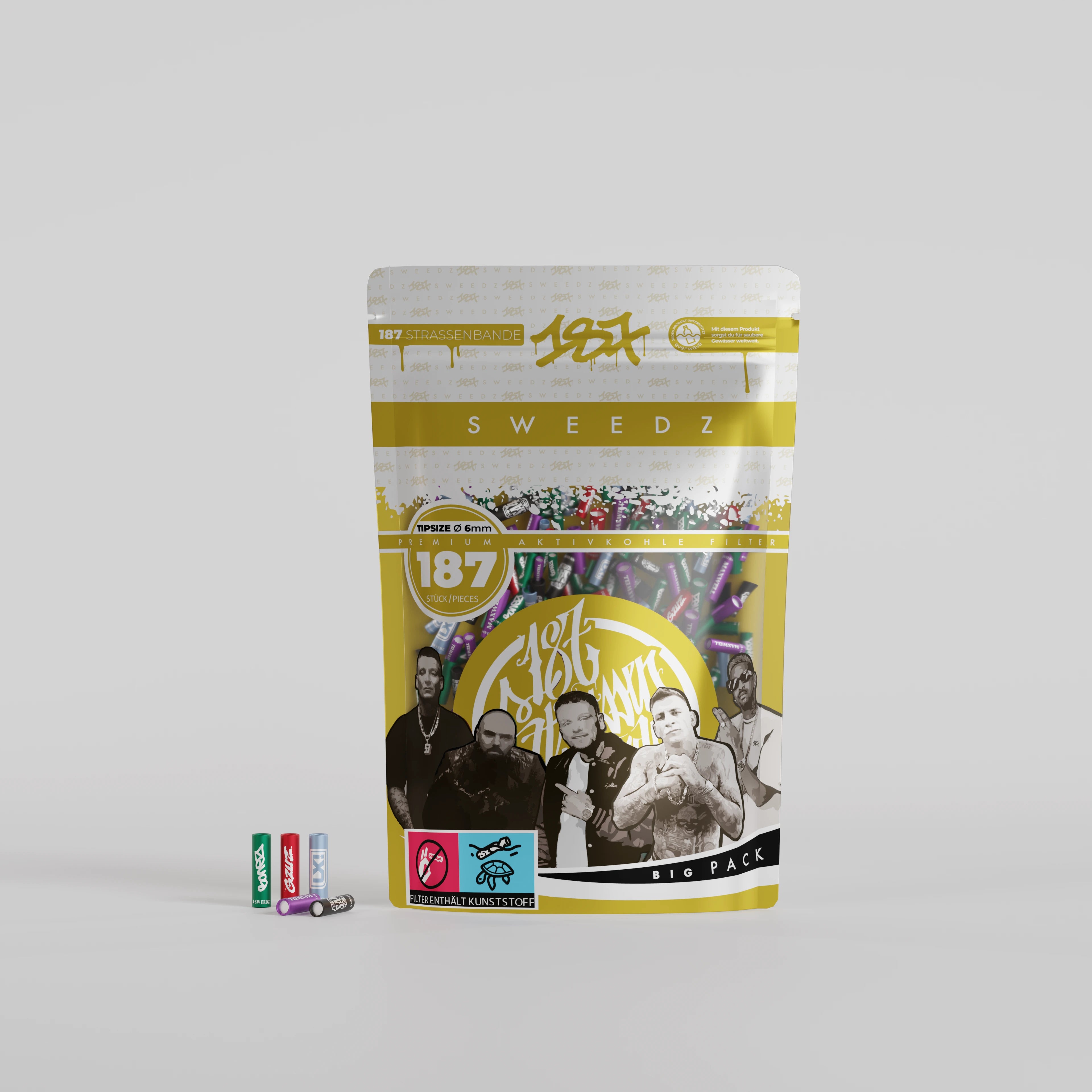 Crew Packung – 187 Sweedz Aktivkohlefilter 6mm (187 Stück)