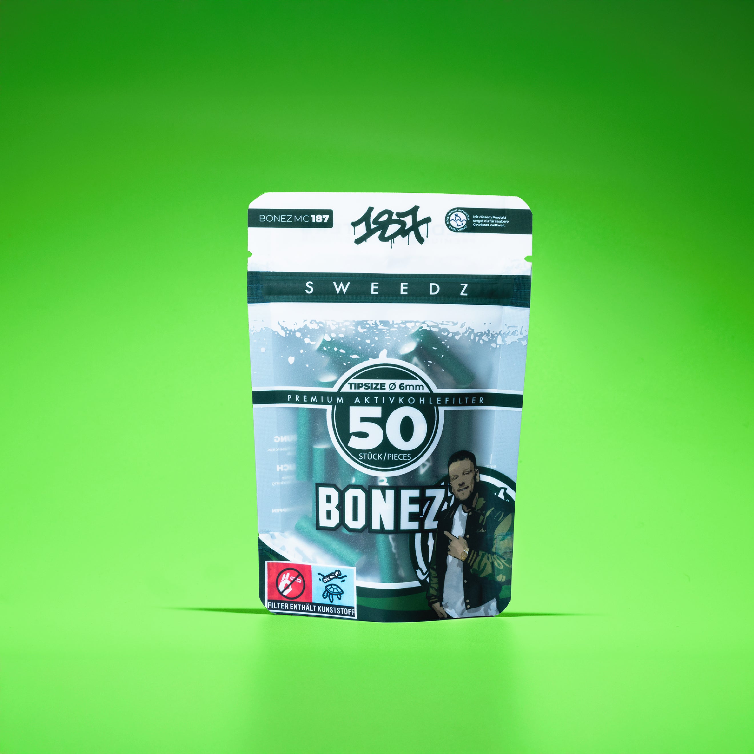 Bonez MC – 187 Sweedz Aktivkohlefilter 6mm (50 Stück)