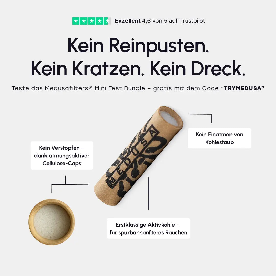Medusafilters® Mini Test Bundle ROSÉ Edition – 6 mm Aktivkohle, Cellulose Caps