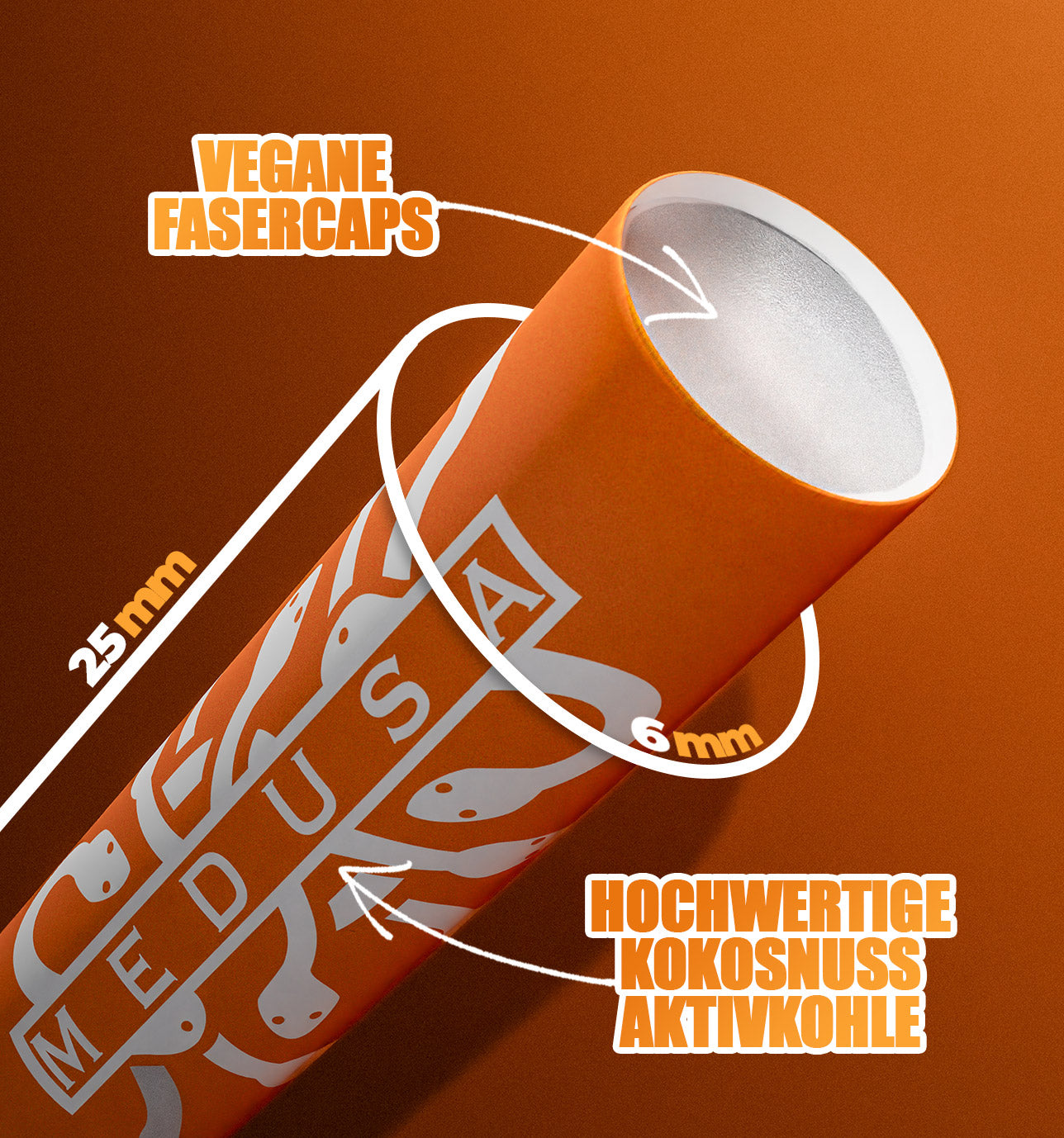 Medusafilters Premium Aktivkohlefilter mit Kokosnuss-Aktivkohle und veganen Fasercaps SUNSET Edition Tip Size 6 mm