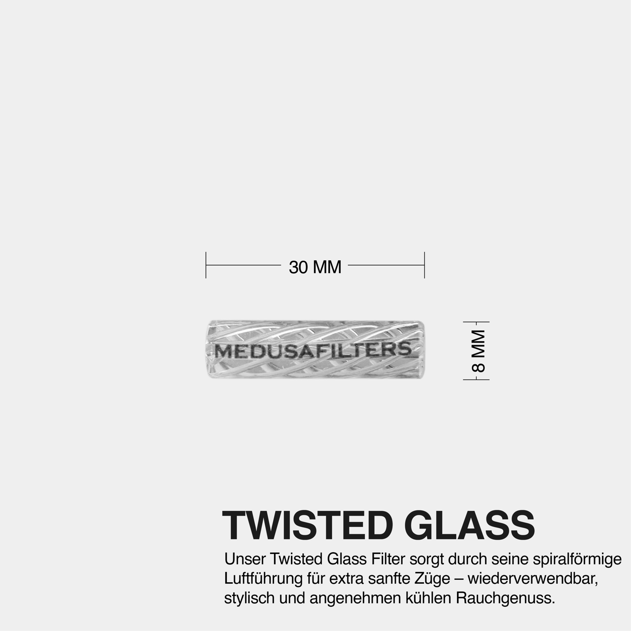 Twisted glass filter 8 mm