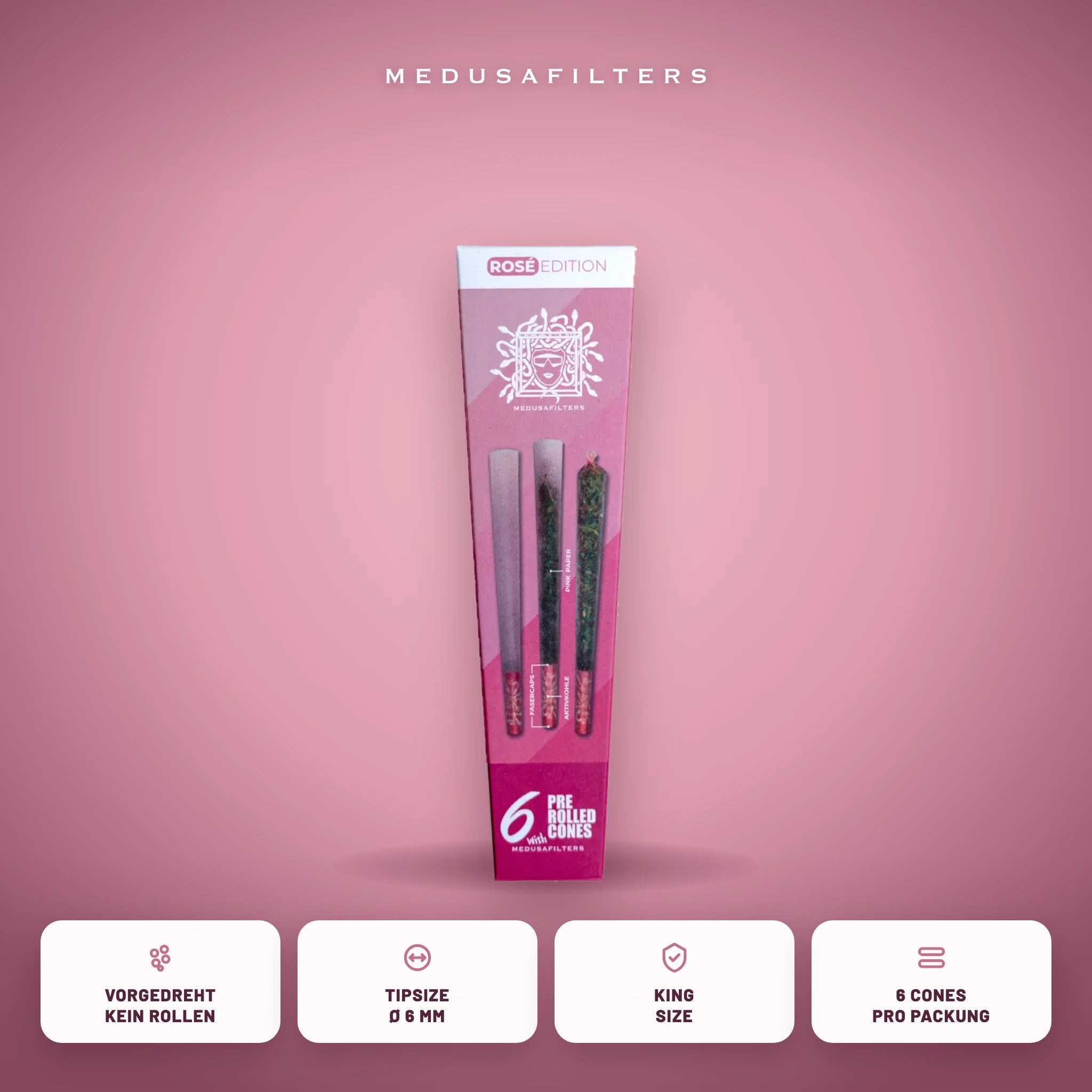 Medusafilters Pre-Rolled Cones ROSÉ – 6er Pack – Vorteile