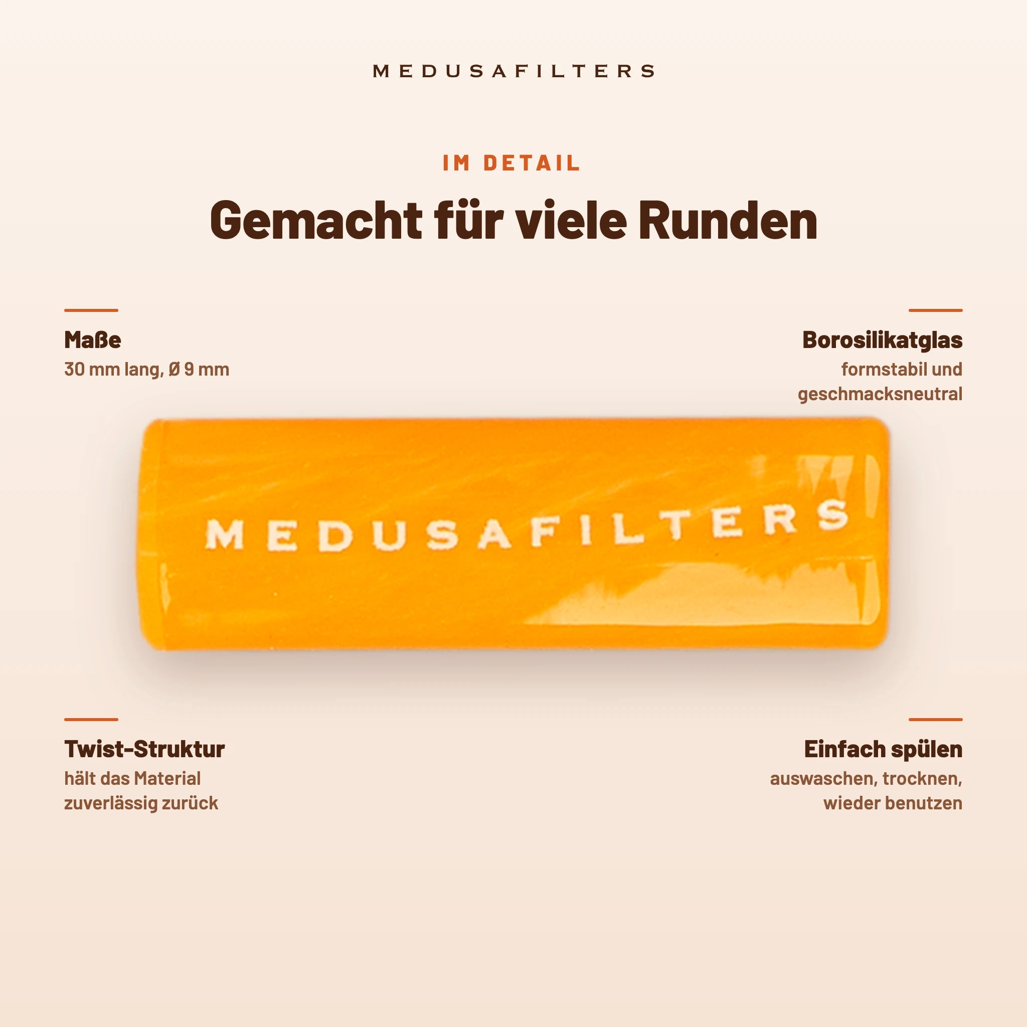 Medusafilters Twisted Glasfilter 9 mm SUNSET – Im Detail