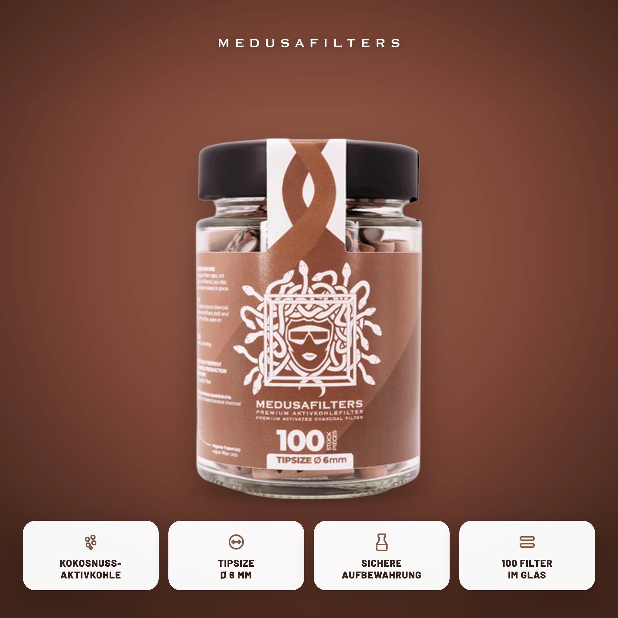 Medusafilters Aktivkohlefilter 6 mm im Glas – 100 Filter ORGANIC – Vorteile