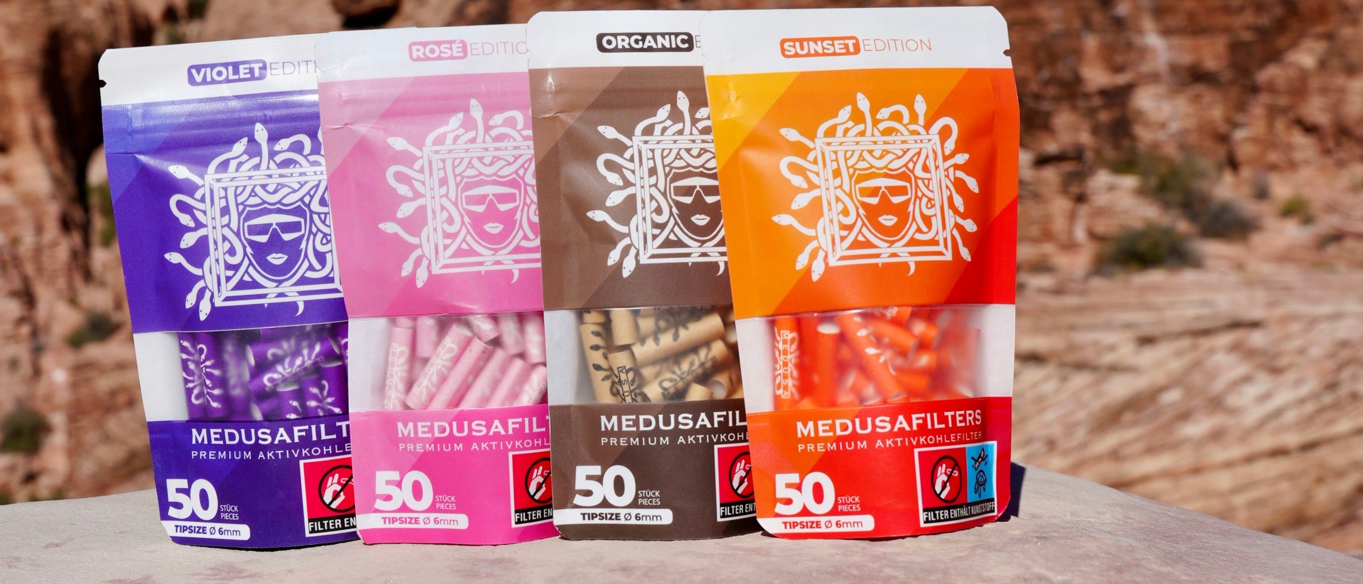 Medusafilters Aktivkohlefilter Editionen – Violet, Rosé, Organic, Sunset