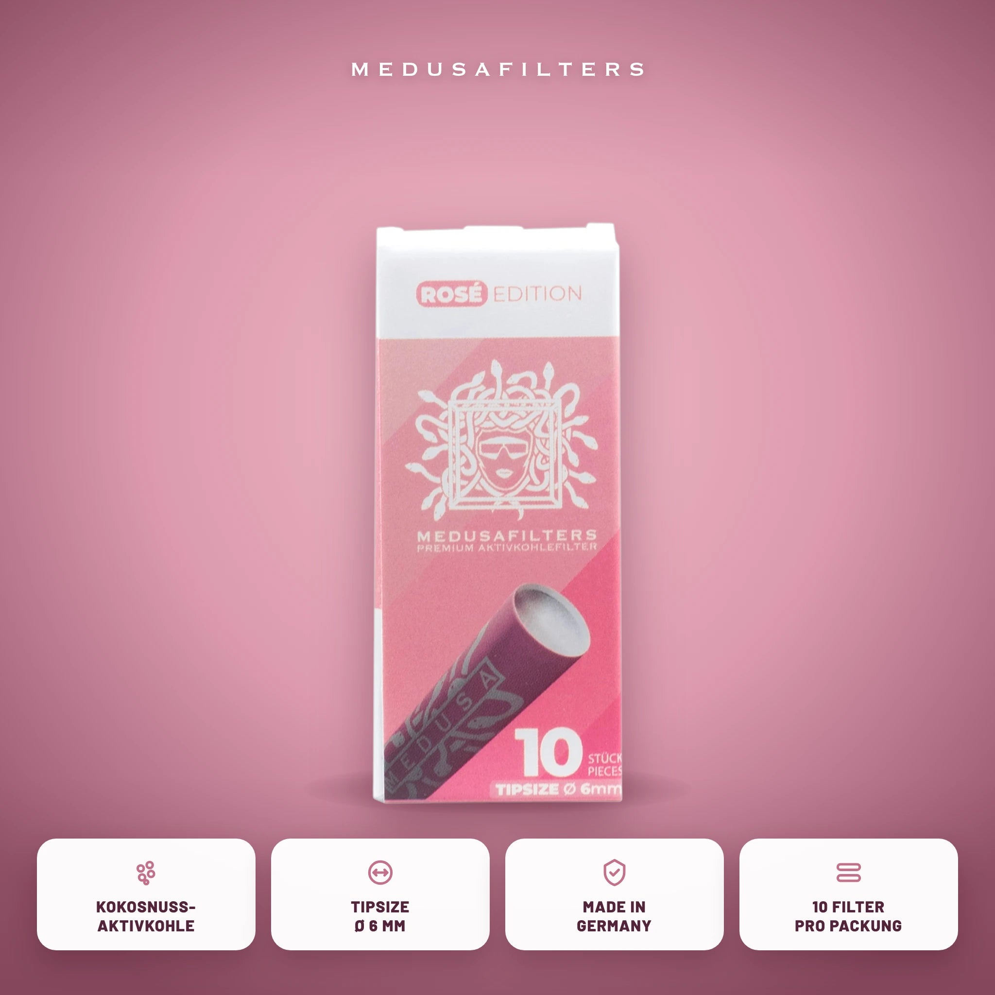 Medusafilters Aktivkohlefilter 6 mm Slim – 10er Pack ROSÉ – Vorteile