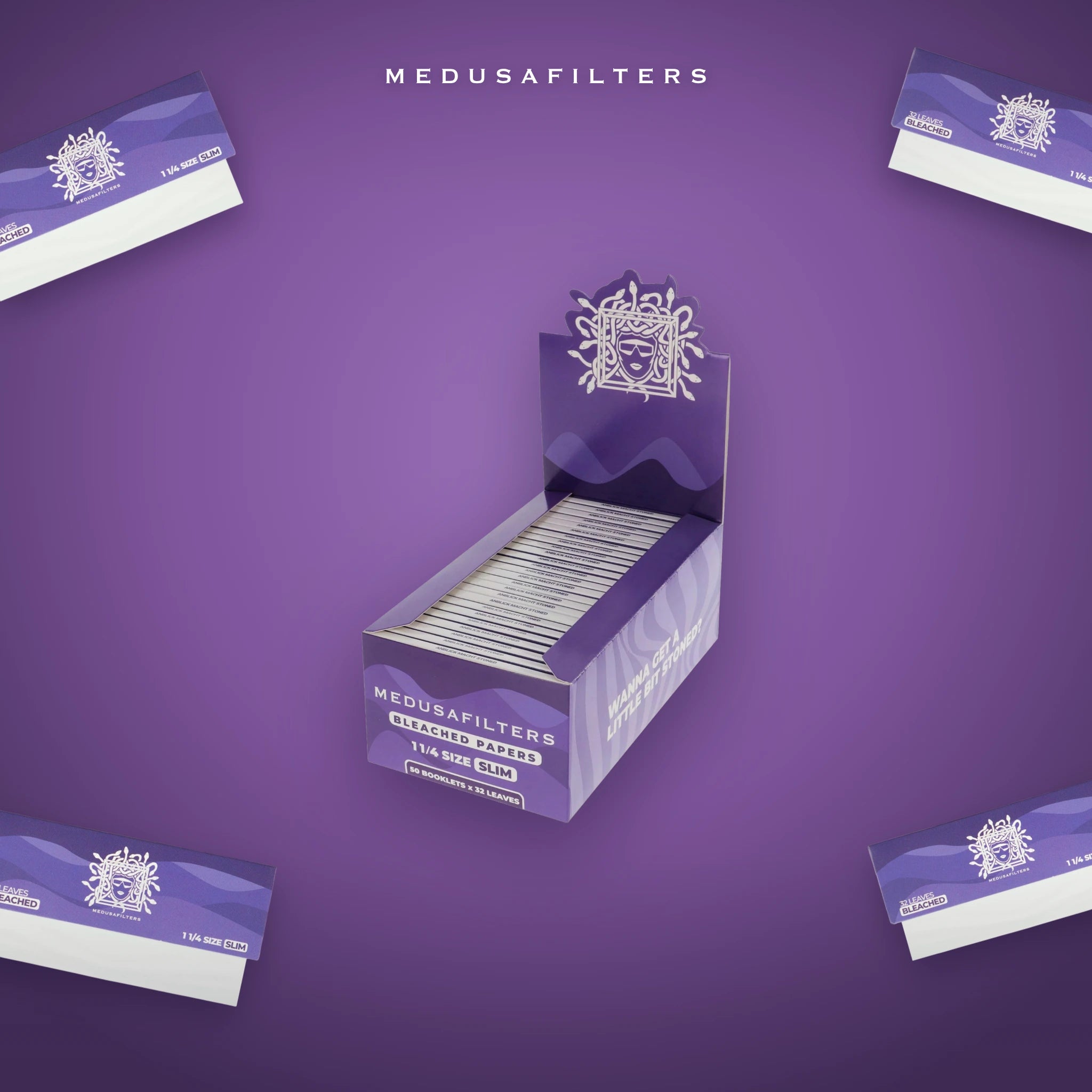 Medusafilters Shortpapers BLEACHED – 50er Display – Papers im Überblick