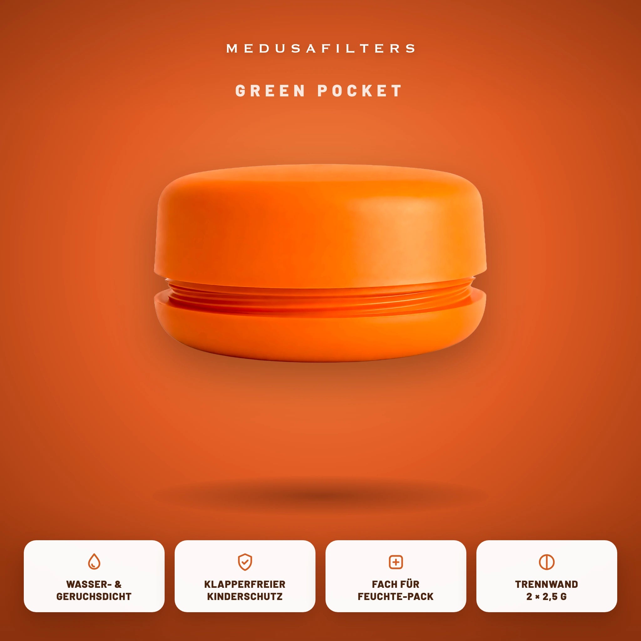 Green Pocket Sunset: wasser- & geruchsdicht, kindersicherer Verschluss, Feuchte-Pack-Fach, Trennwand