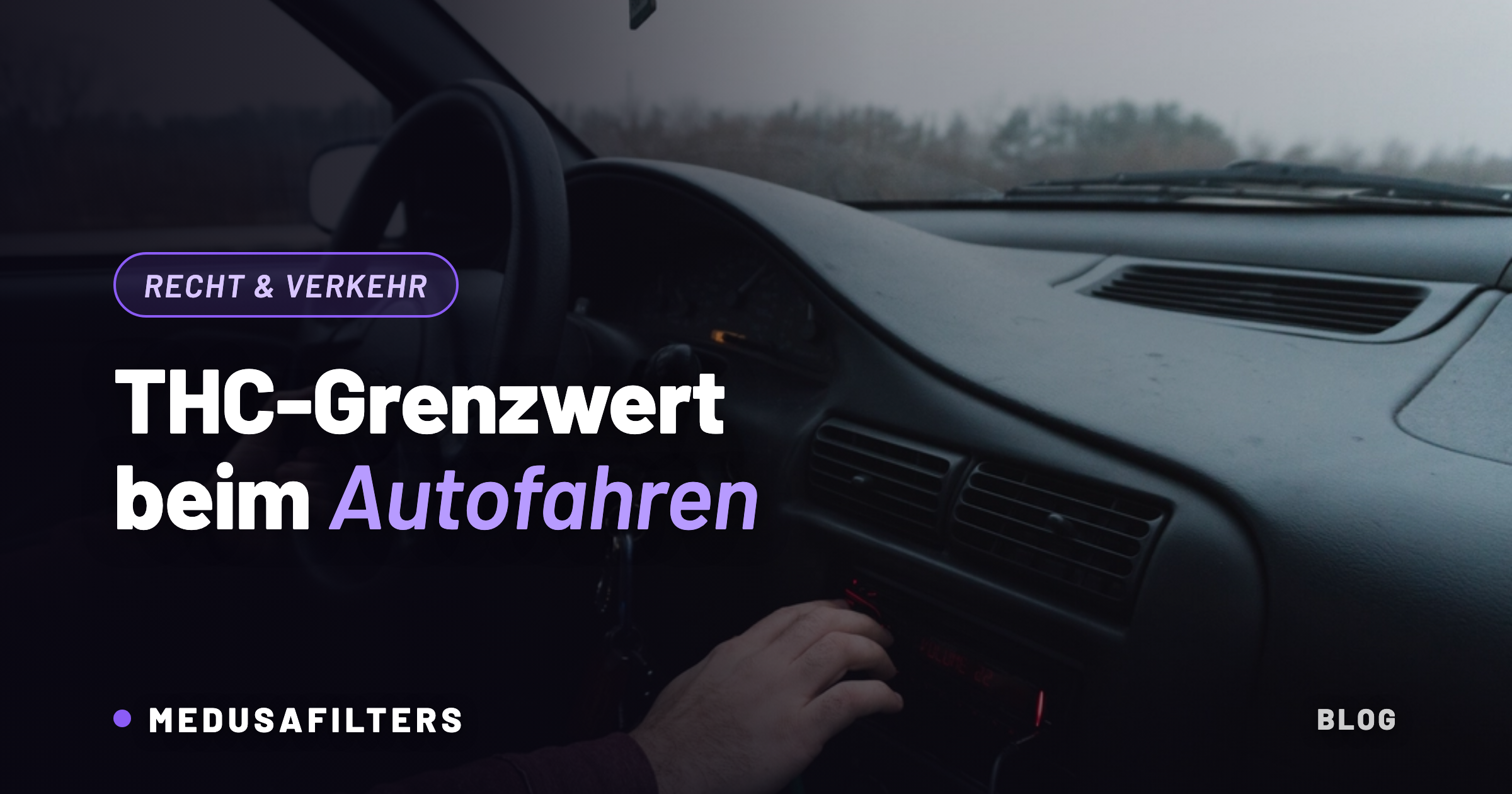 THC-Grenzwert beim Autofahren: Hand am Lenkrad im Auto-Cockpit