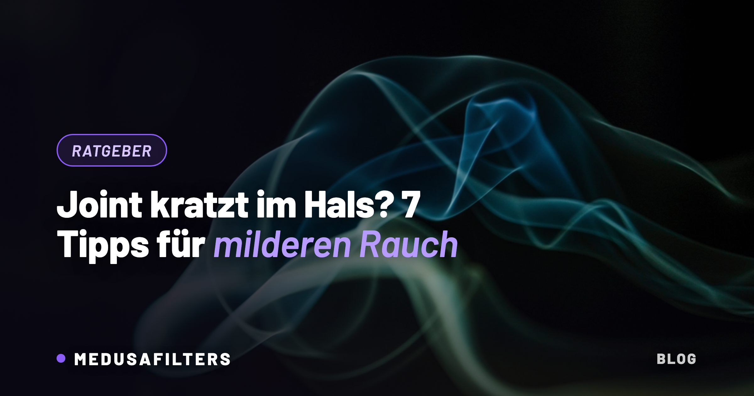Joint kratzt im Hals: Rauchschwaden vor dunklem Hintergrund