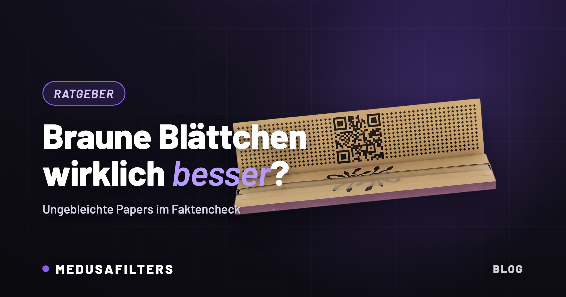Ungebleichte Papers von Medusafilters: geöffnetes King Size Slim Heftchen mit naturbraunen Blättchen