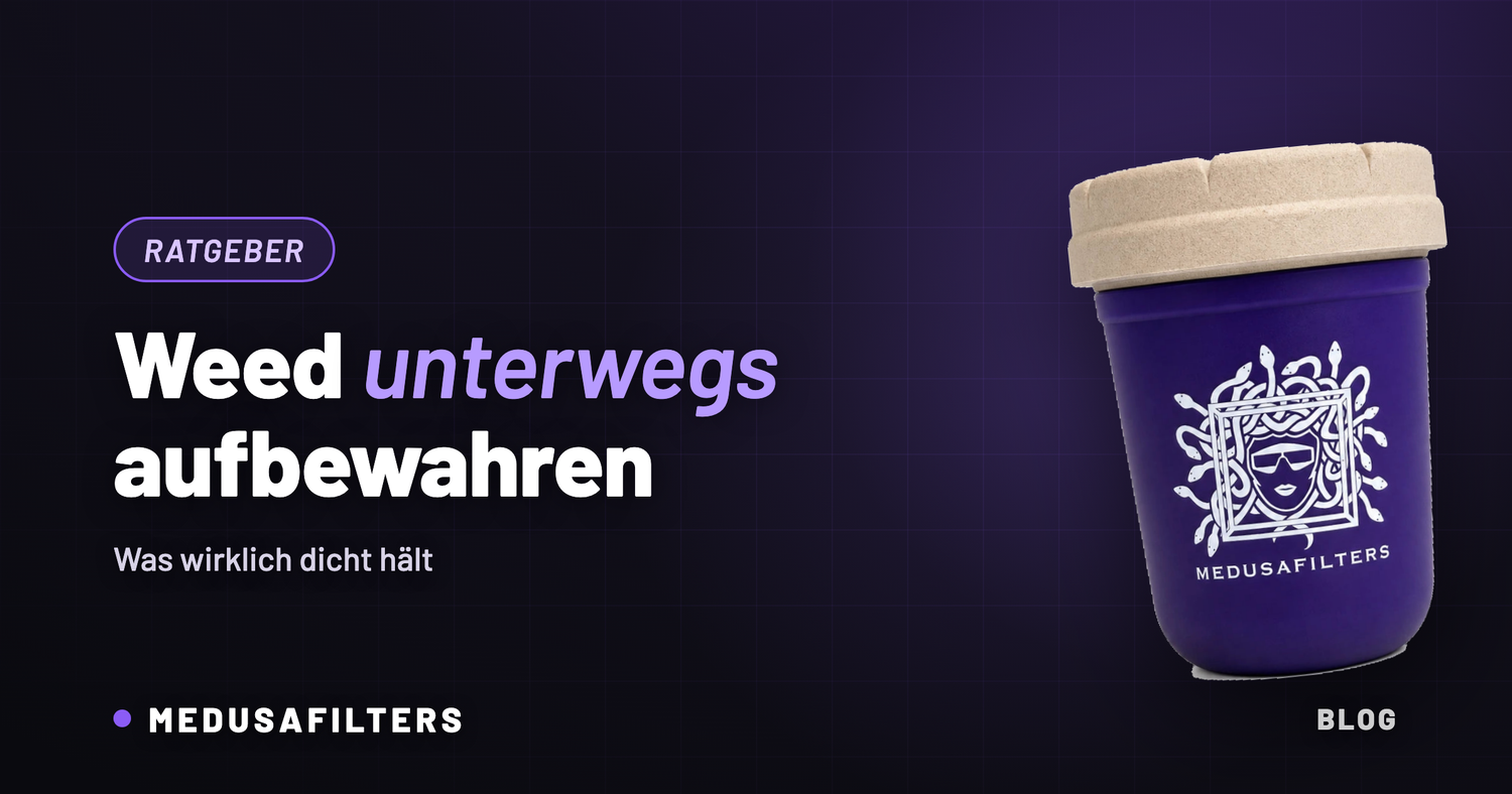Violettes RE:STASH Jar von Medusafilters zum Weed unterwegs aufbewahren