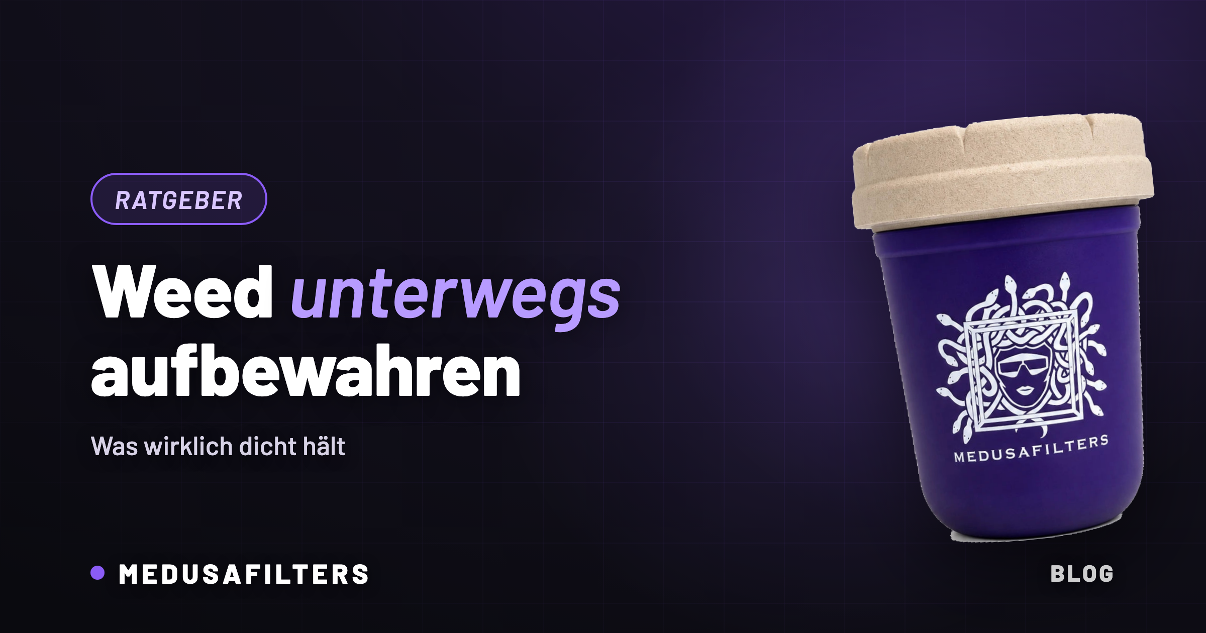 Violettes RE:STASH Jar von Medusafilters zum Weed unterwegs aufbewahren