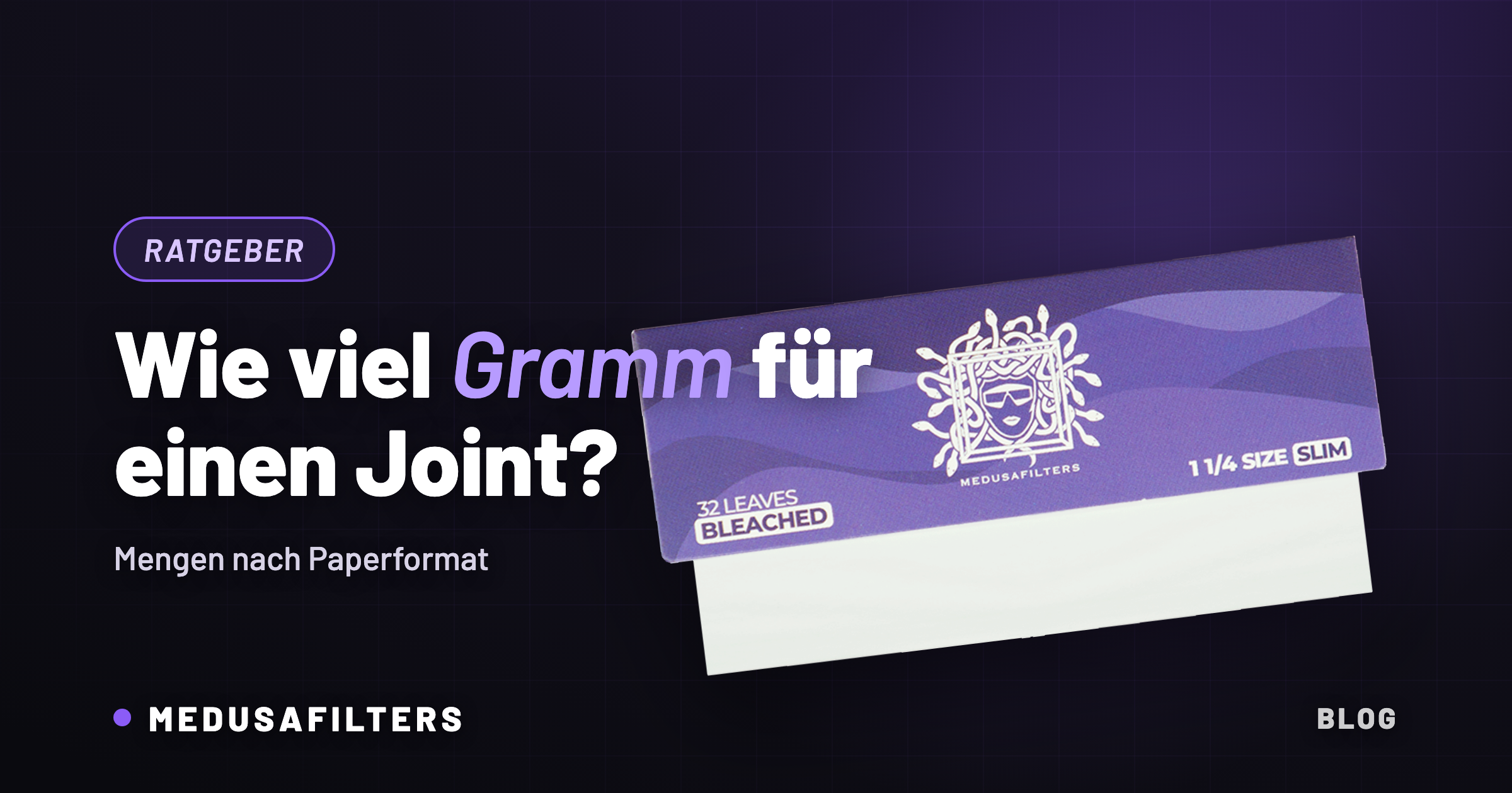 Medusafilters Shortpapers im 1¼ Size Slim Format – wie viel Gramm für einen Joint