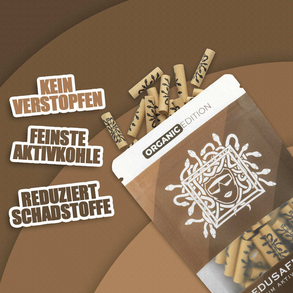 50er Packung ORGANIC Edition - Medusafilters, kein Verstopfen, feinste Aktivkohle, reduziert Schadstoffe