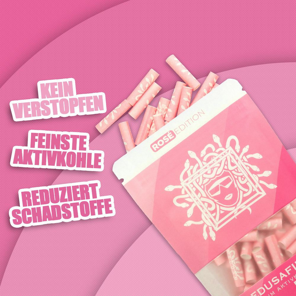 50er Packung ROSÉ Edition - Medusafilters, kein Verstopfen, feinste Aktivkohle, reduziert Schadstoffe