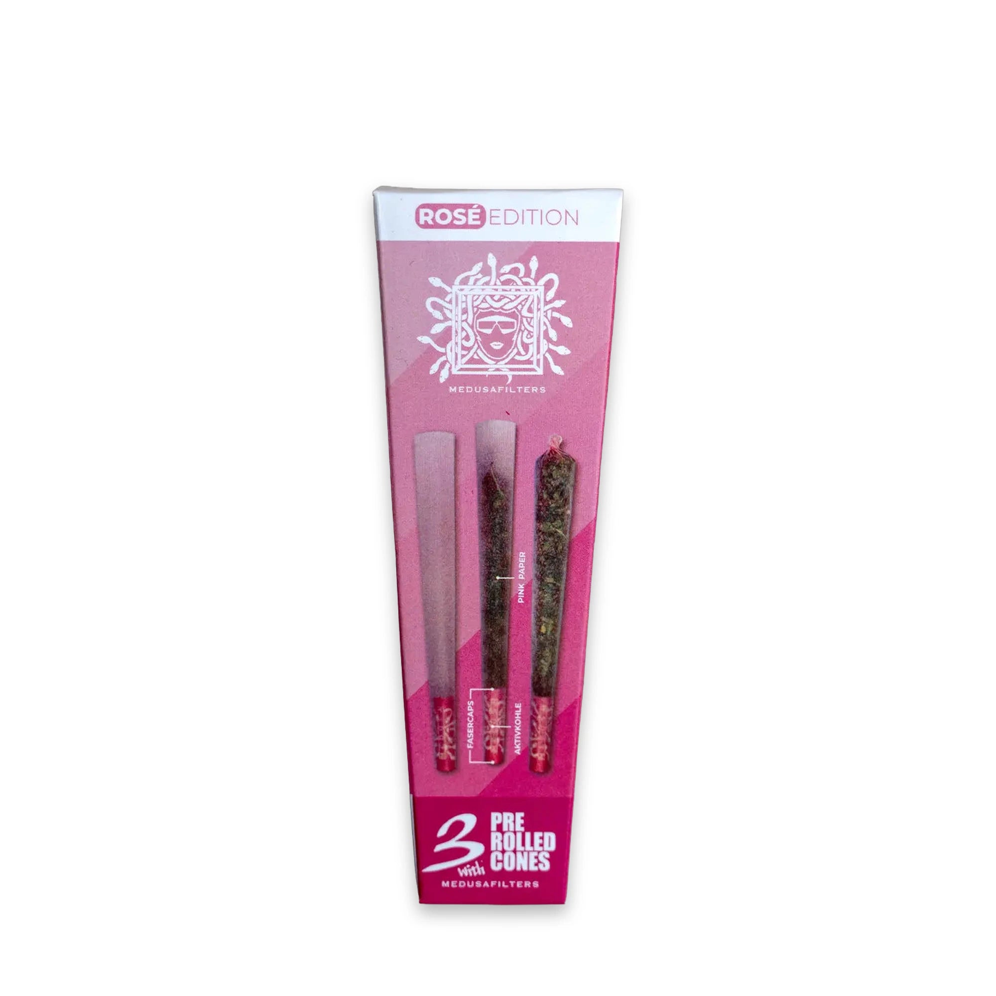 Medusafilters Pre-Rolled Cones Rosé Edition – 3 Stück mit Aktivkohlefilter