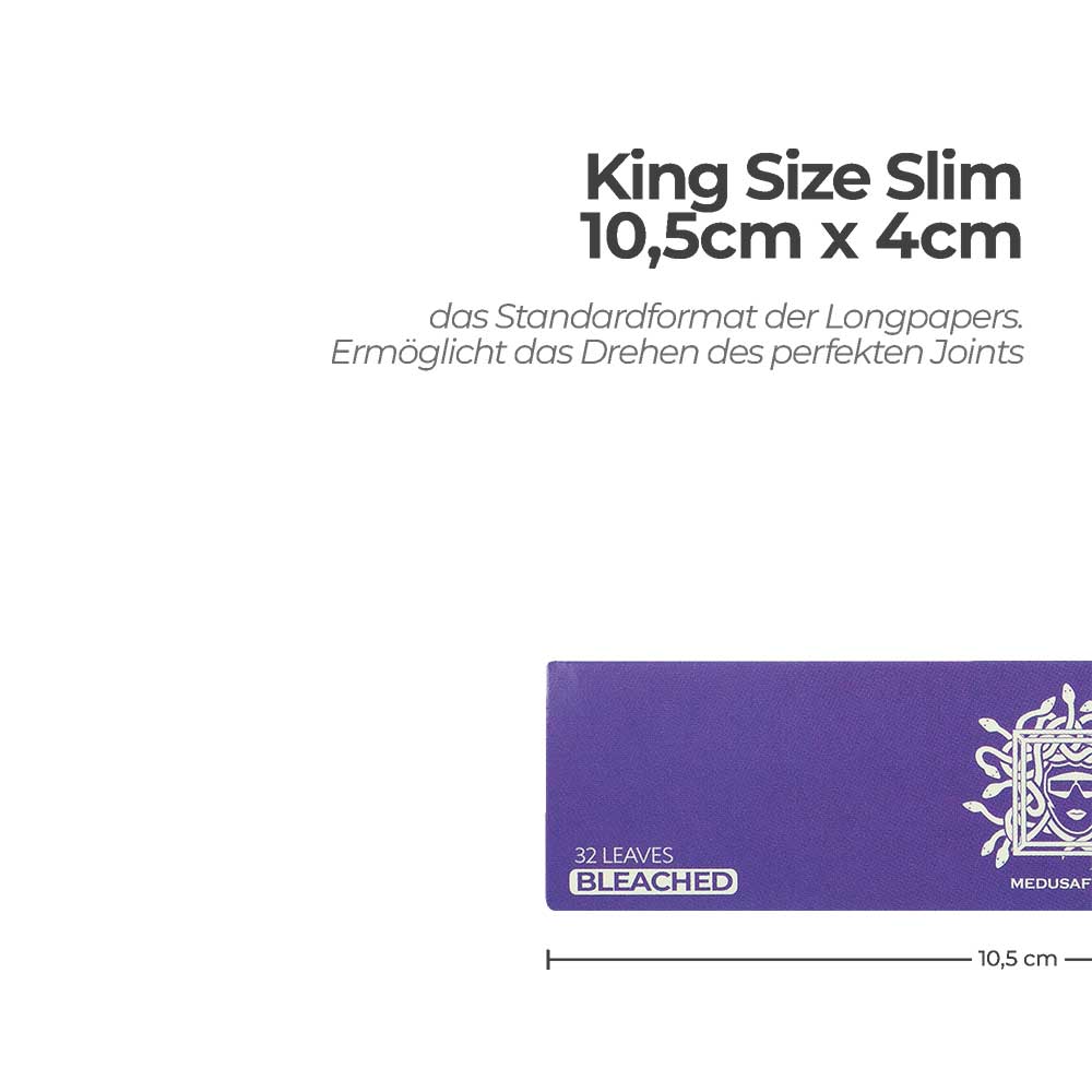 King Size Slim 10,5 cm x 4 cm das Standartformat der Longpapers. Ermöglicht das Drehen des perfekten Joints