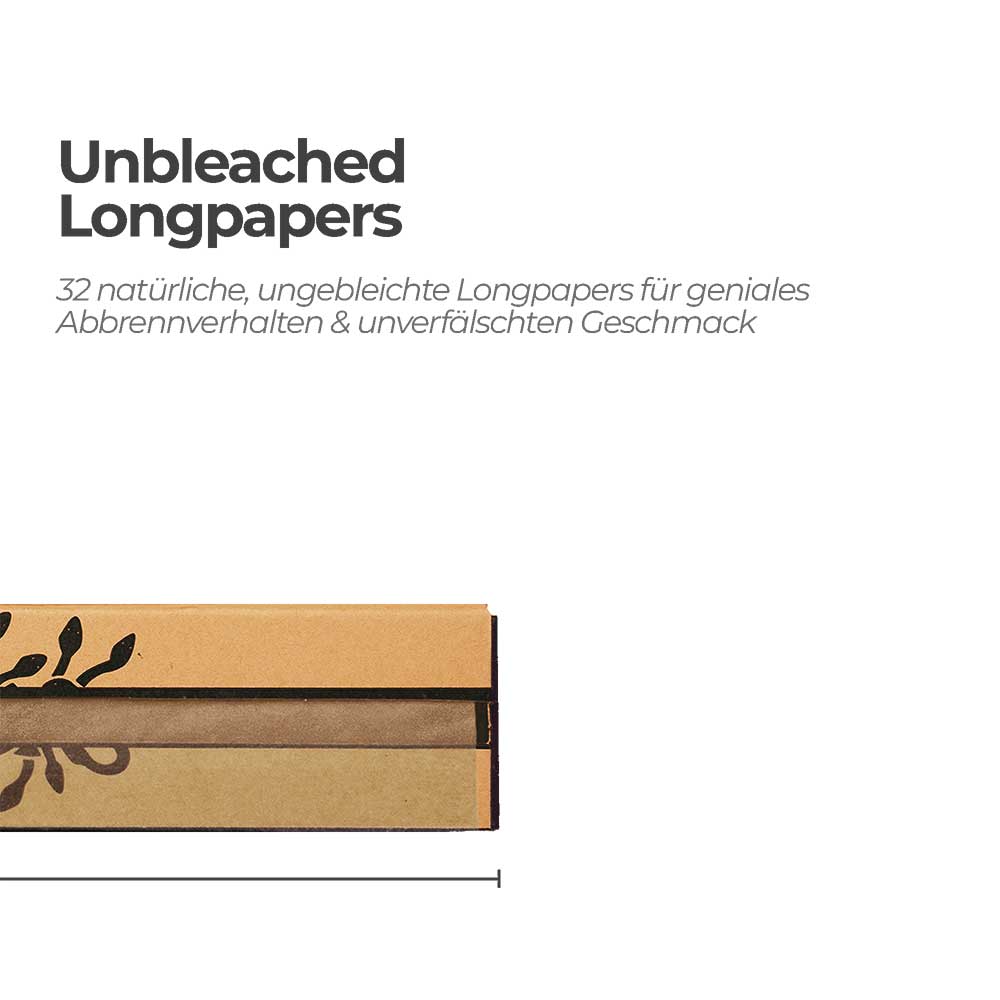 Unbleached Longpapers 32 ungebleichte Longpapers für geniales Abbrennverhalten und unverfälschten Geschmack