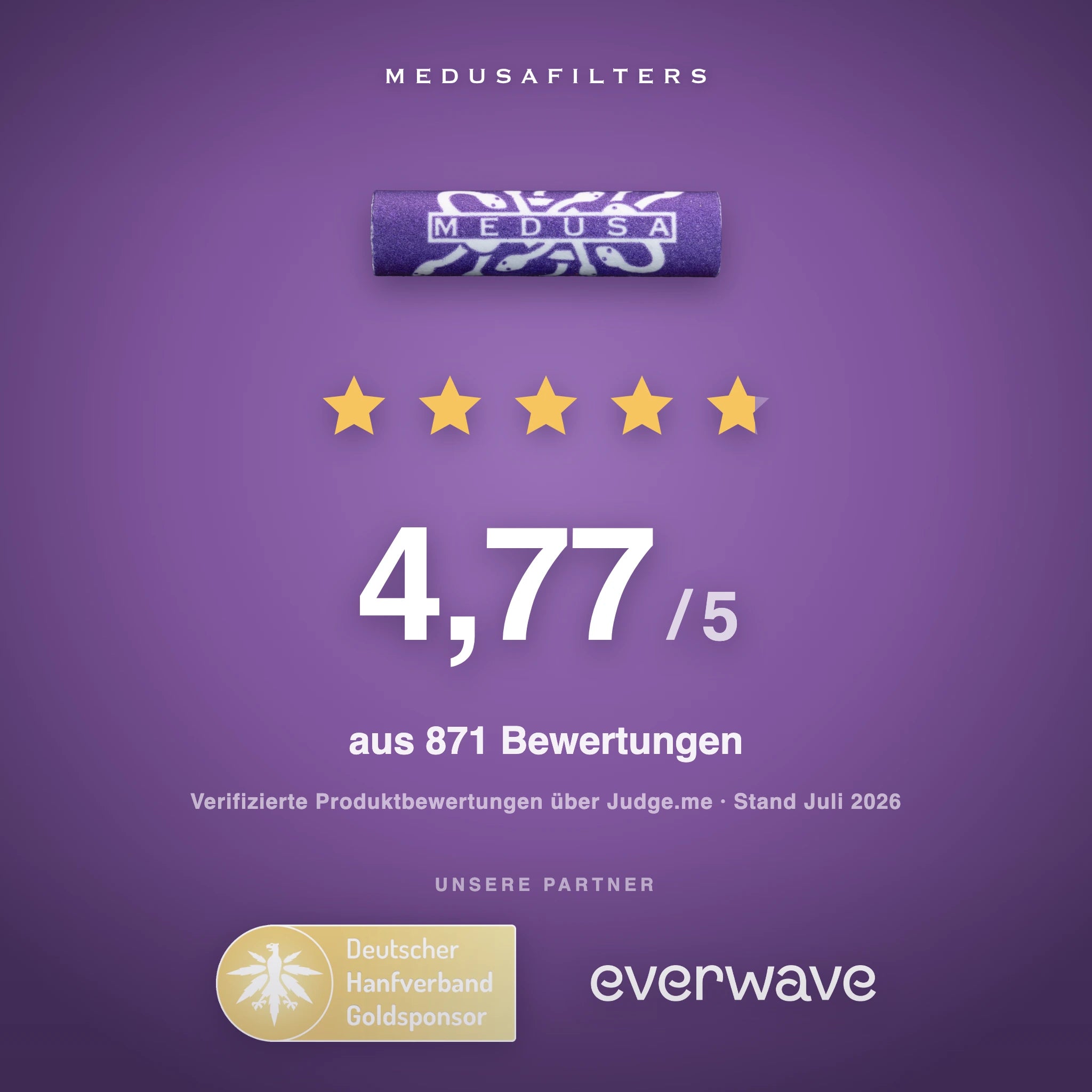 Medusafilters Aktivkohlefilter 6 mm im Glas – 500 Filter VIOLET – Kundenbewertungen