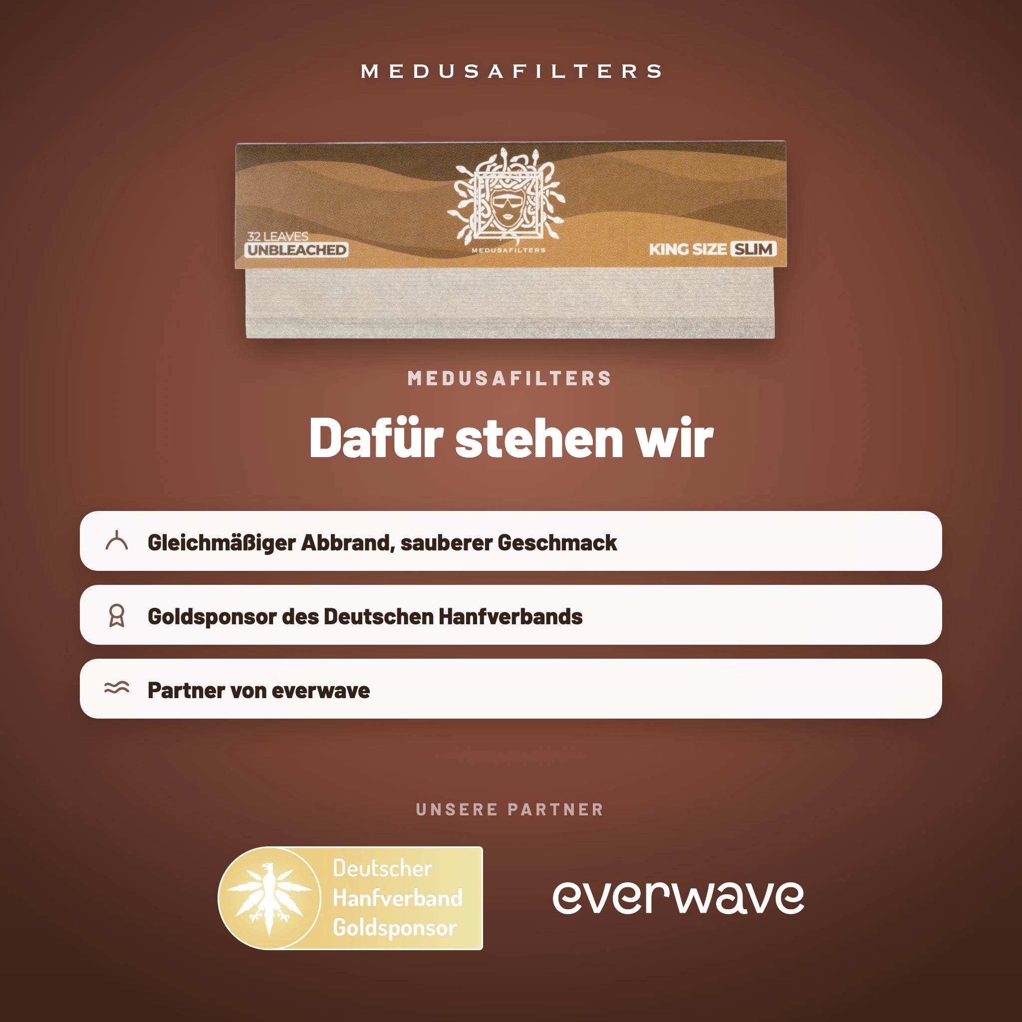 Medusafilters Longpapers King Size Slim ORGANIC – 50er Display – Marke und Partner