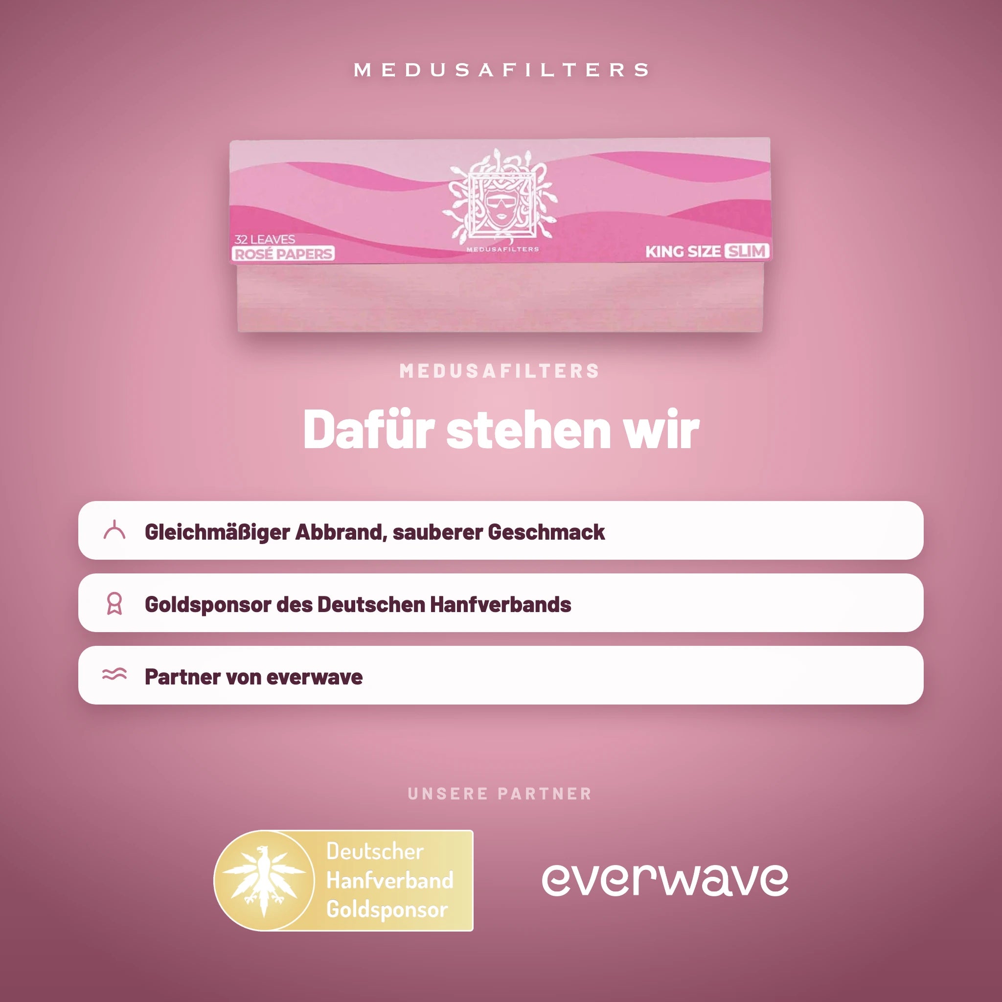 Medusafilters Longpapers King Size Slim ROSÉ – 1 Heft – Marke und Partner