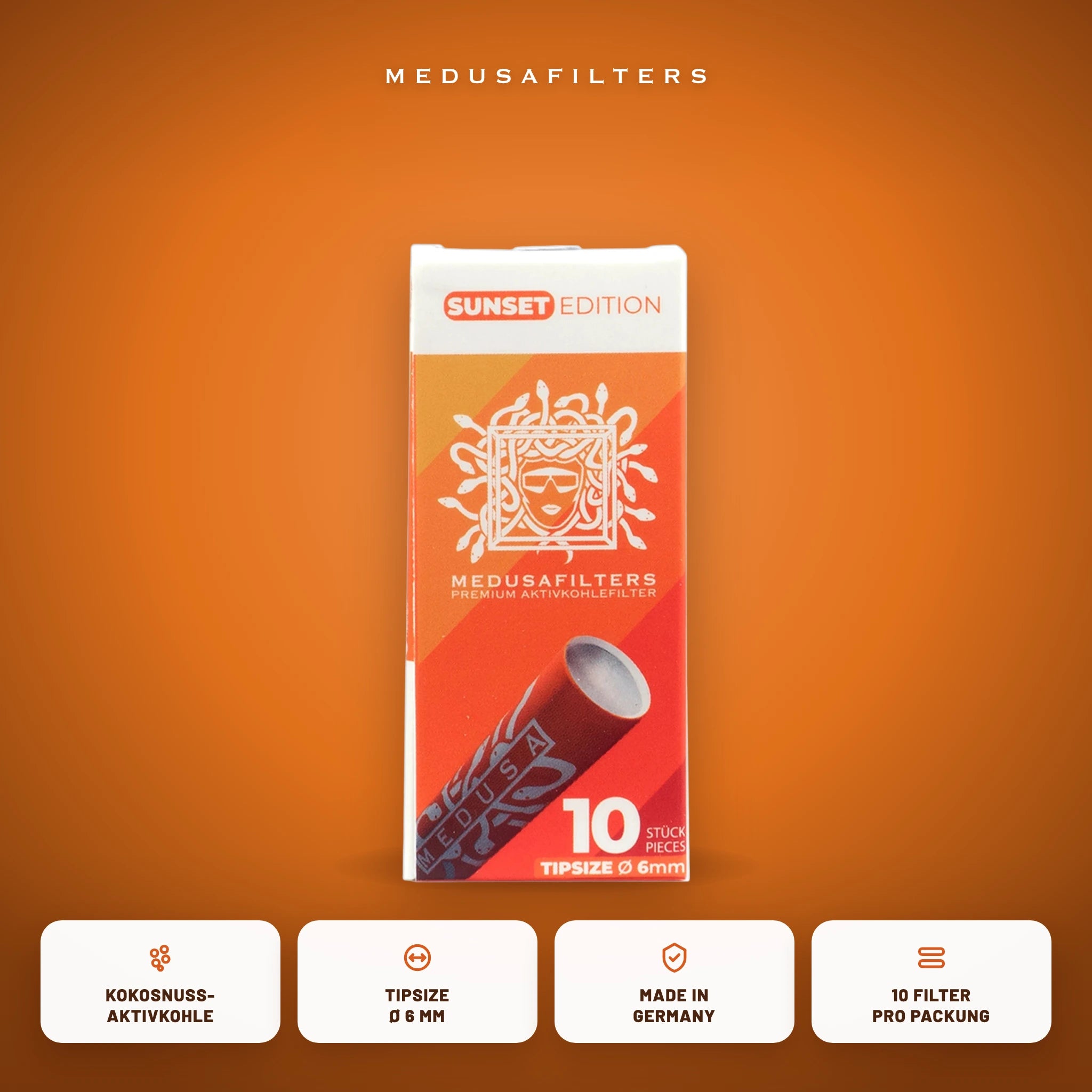 Medusafilters Aktivkohlefilter 6 mm Slim – 10er Pack SUNSET – Vorteile