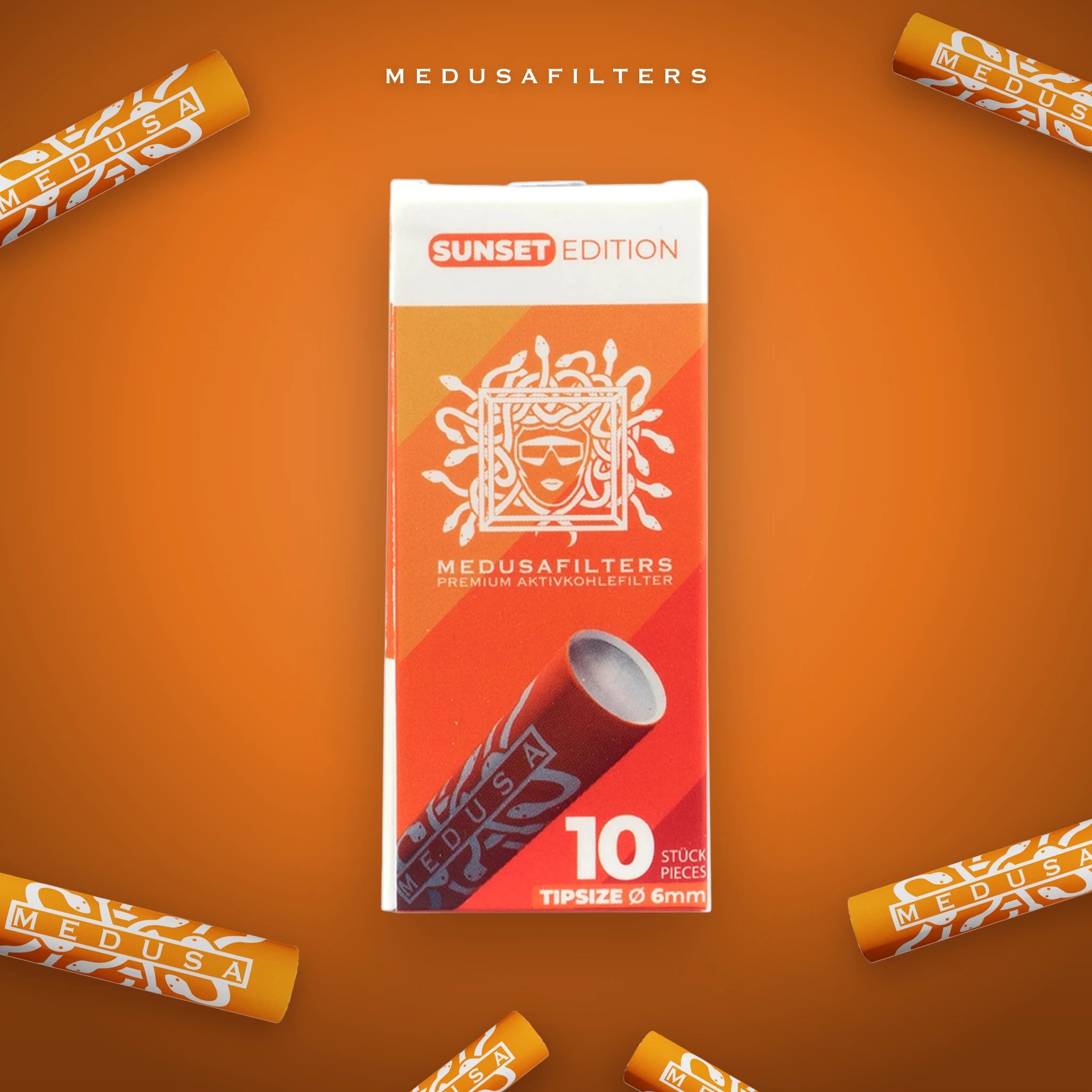 Medusafilters Aktivkohlefilter 6 mm Slim – 10er Pack SUNSET – Filter im Überblick