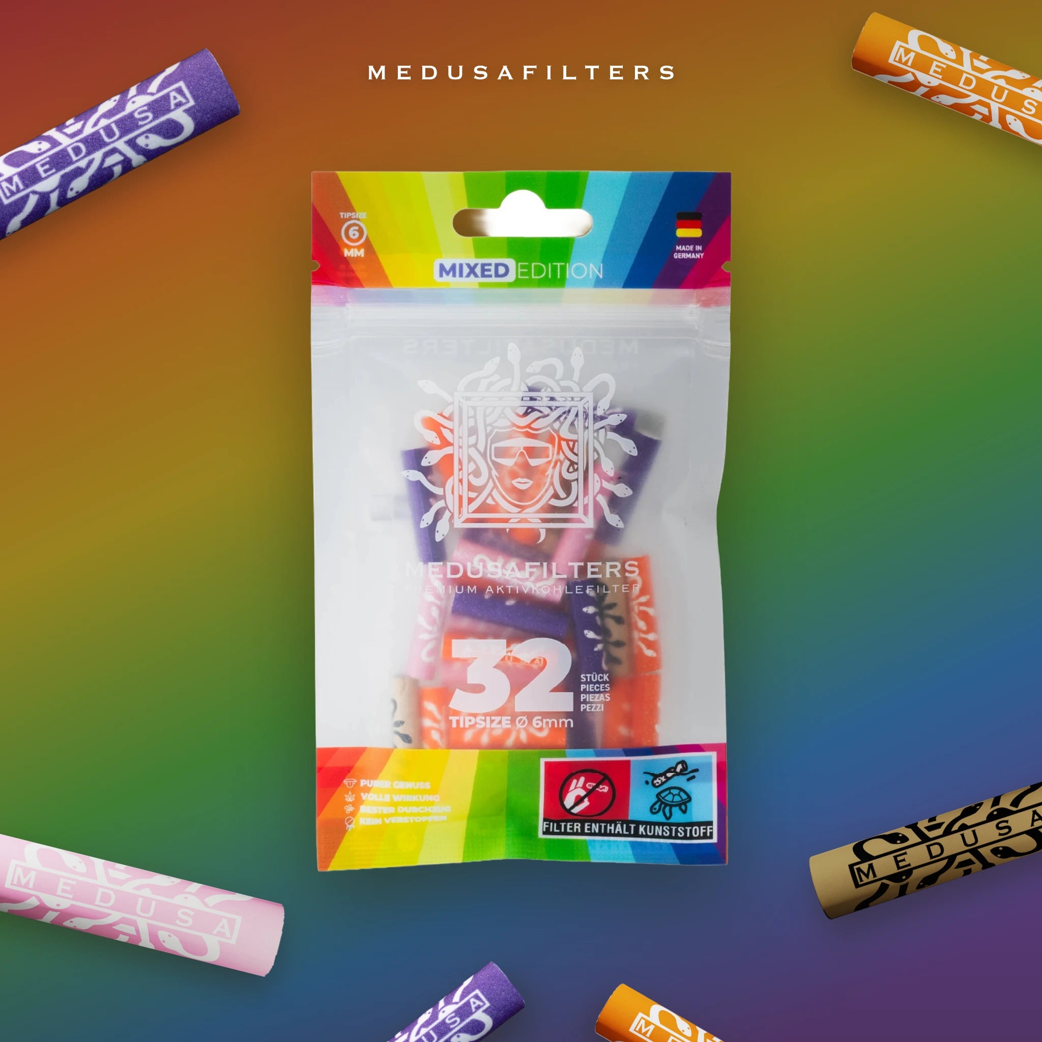 Medusafilters Aktivkohlefilter 6 mm Slim – 32er Pack MIXED – Filter im Überblick