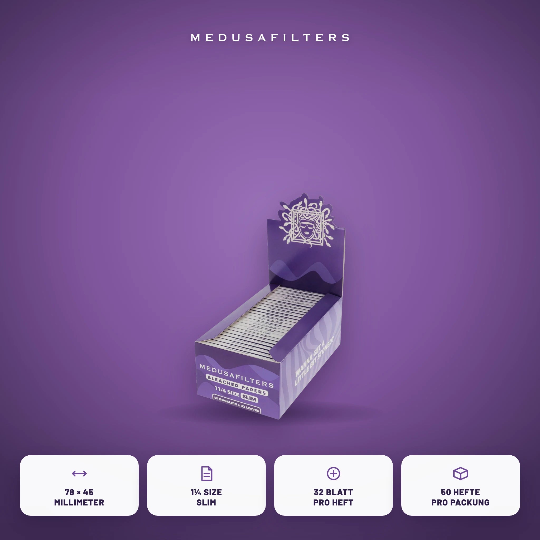 Medusafilters Shortpapers BLEACHED – 50er Display – Vorteile