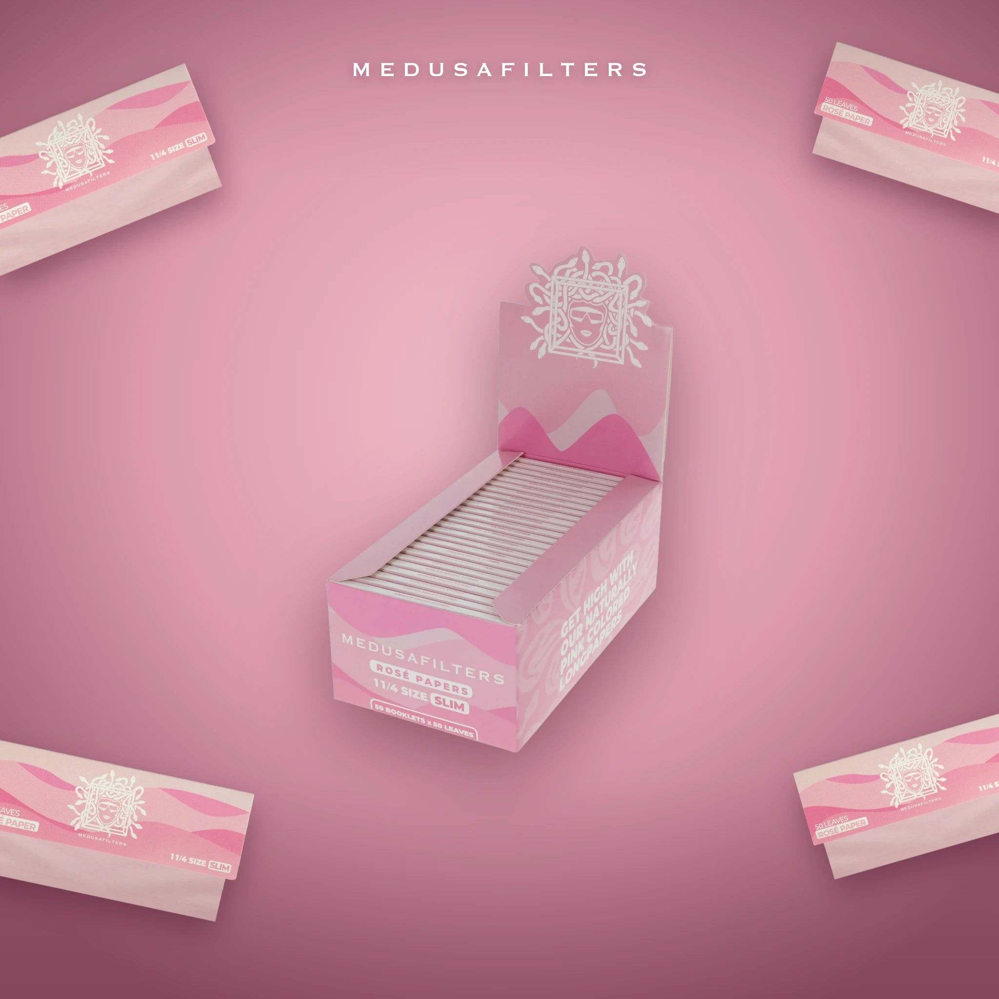 Medusafilters Shortpapers ROSÉ – 50er Display – Papers im Überblick
