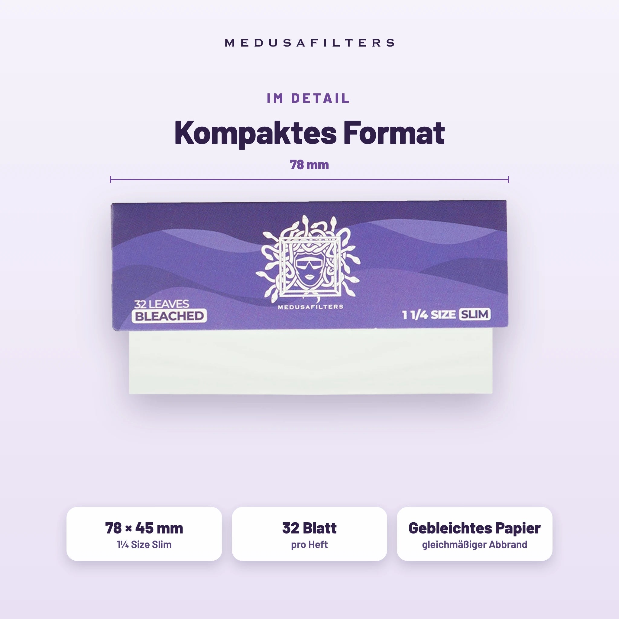Medusafilters Shortpapers BLEACHED – 1 Heft – Kompaktes Format