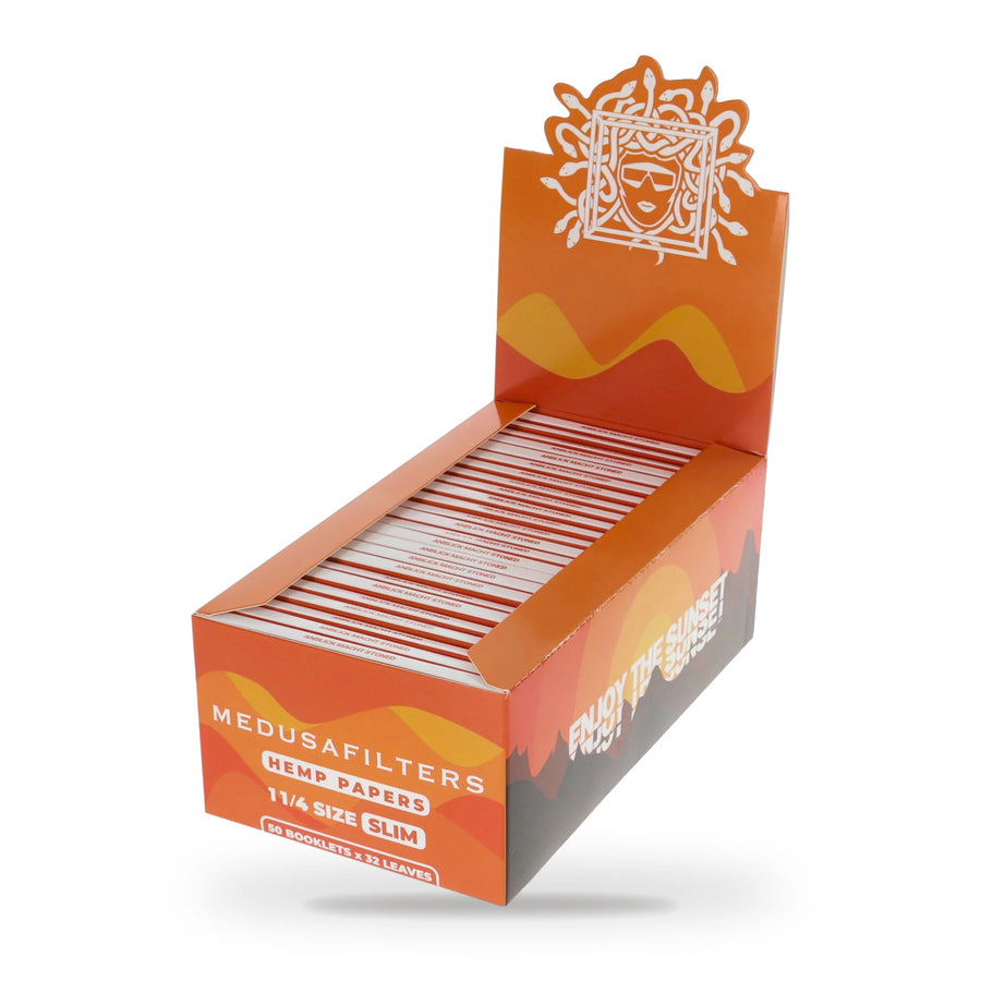 Medusafilters Shortpapers 1¼ Size Slim, 50er-Display mit 50 Heften, Hanfpapier, 32 Blatt pro Heft